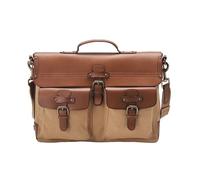 DRAKENSBERG Umhängetasche 'Milo' - Laptop- und Akten-Tasche für Herren im Vintagelook, nachhaltig handgemacht, Canvas, Leder, 15L, Khaki, DR00101
