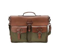 DRAKENSBERG Vintage Umhängetasche 'Milo' - Aktentasche aus Canvas und Leder für Herren mit Laptop-Fach, 15L - Oliv-Grün, DR00121