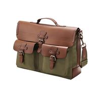 DRAKENSBERG Vintage Umhängetasche 'Milo' - Aktentasche aus Canvas und Leder für Herren mit Laptop-Fach, 15L - Oliv-Grün, DR00121