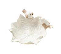 drburpily Schmuckablage für Damen, modischer Armband und Ringhalter, Keramik Organizer, glänzend glasierte Schmuckschale, Tischplatte, Weiß, 14.5 x 4.5 cm