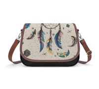 Dream Catcher And Moon Crossbody-Tasche für Damen, Leder, Crossover-Schultergriff, Tasche mit verstellbarem Riemen, Hobo-Handtasche, große Kapazität, Geldbörse, Arbeitshandtasche für den täglichen