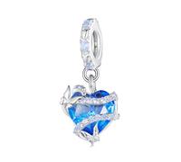 Dream Magic Love Blue Heart Charms mit Schmetterling 925 Sterling Silber Dangle Anhänger Bead Girl Schmuck Geschenke für Pandora Charms Armband