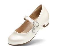 DREAM PAIRS Ballerinas Mädchen Mary Jane Flache Schuhe Ballerinas Prinzessin Schuhe Kommunionschuhe Schulschuhe Elfenbein-PU 30 KFL219