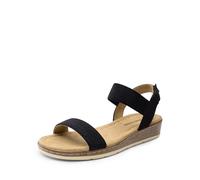 DREAM PAIRS Bequeme elegante Damen-Sandalen aus Kork mit niedrigem Keilabsatz süße Sommer flache Sandalen mit verstellbarem Knöchelriemen,Size 38.5,Schwarz,DWUMFS2525