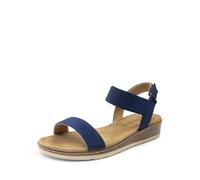 DREAM PAIRS Bequeme elegante Damen-Sandalen aus Kork mit niedrigem Keilabsatz süße Sommer flache Sandalen mit verstellbarem Knöchelriemen,Size 41.5,Marine,DWUMFS2525