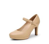DREAM PAIRS Dame Mary Janes Pumps High Heel Kleid Schuhe Bequeme niedrige Plattform Pumps für Damen,Size 40,Nackt,SDPU2425W