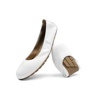 DREAM PAIRS Damen Ballerinas Faltbar Runde Zehen Elegante Bequeme Slipper Schuhe für Partys Büro den Alltag,Size 36.5,Weiss,DWUMFA2501