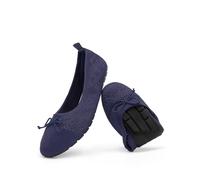 DREAM PAIRS Damen-Ballerinas, Faltbare Ballerinas für Frauen, Bequeme, leichte Schlupfschuhe aus Strick mit Schleife und runder Zehenpartie,Size 41,Marine,DWUMFA2502