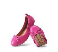 DREAM PAIRS Damen Ballerinas Faltbare runder Zehenpartie Schuhe weiche Slip-on Flachschuhe mit Schleife für Festliche Anlässe,Size 36.5,Heisses Rosa,SDFA2409W