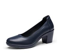 DREAM PAIRS Damen Chunky Geschlossene Zehe Niedrige Blockabsätze Arbeit Pumps Bequeme Runde Zehe Kleid Hochzeitsschuhe,Size 39,Blau/Navy,SDPU2230W-E