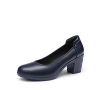 DREAM PAIRS Damen Chunky Geschlossene Zehe Niedrige Blockabsätze Arbeit Pumps Bequeme Runde Zehe Kleid Hochzeitsschuhe,Size 42,Blau/Navy,SDPU2230W-E