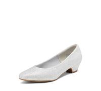 DREAM PAIRS Damen Chunky Geschlossene Zehe Niedrige Blockabsätze Arbeit Pumps Bequeme Runde Zehe,Size 36,Silber/Glitzer,Mila