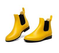 DREAM PAIRS Damen Gummistiefel Chelsea Boots Frauen Ankle Wellies Wasserdicht Regenstiefel,Gelb,Size 42,SDRB2201W-E