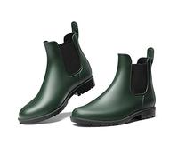 DREAM PAIRS Damen Gummistiefel Chelsea Boots Frauen Ankle Wellies Wasserdicht Regenstiefel,Olivgrün,Size 39,SDRB2201W-E