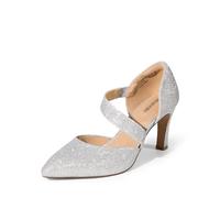 DREAM PAIRS Damen High Heels Pumps Kleid Geschlossene Spitze Zehenpartie Bequeme Pumps Schuhe für Arbeit Büro Hochzeit Tanzen,Size 43,Silber-Glitzer,SDPU2350W