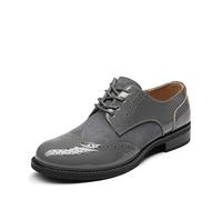 DREAM PAIRS Damen Klassische Derby Schnürhalbschuhe Oxford flach Brogues atmungsaktiv Damen Anzugschuhe komfortabel Businessschuhe,Size 41,Dunkel/Grau,SDOX2201W-E