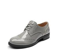 DREAM PAIRS Damen Klassische Schnürhalbschuhe Oxford atmungsaktiv Brogues flach Derby atmungsaktiv Damen Anzugschuhe komfortabel Businessschuhe SDOX2201W-E Light/GRAU Größe 37 EU
