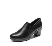 DREAM PAIRS Damen-Kleidschuhe Pumps mit niedrigem Blockabsatz Komfort-Oxfords DPU214-E Schwarz Größe 36 (EUR)