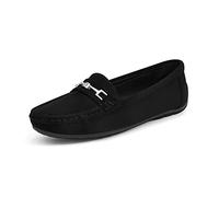 DREAM PAIRS Damen Loafer Bequeme Mokassins Slippers Damen Niedrige Schuhe Faltbare Klassische Loafer SCHWARZ-Suede 38 (EUR) SDLS2205W-NEW-E