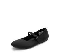 DREAM PAIRS Damen Mary Jane Ballerinas, Elegant, Riemchen Ballerinas Damen, Faltbare Strick-Ballerinas mit Fußgewölbeunterstützung, Bequem für die Freizeit,Size 40,Schwarz,DWUMFA2519