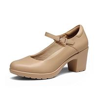 DREAM PAIRS Damen Mary Janes Pumps Chunky High Heel Kleid Schuhe Dicker Absatz Pumps für Damen,Size 41,Nackt,SDPU2231W-E