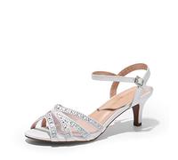 DREAM PAIRS Damen Nina Niedrig Absatz Pumps Sandalen Glitzer Schuhe Tanzschuhe Damen High Heels Sexy Tanzschuhe Damen Latein,Size 43,Weiss,NINA-166