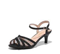 DREAM PAIRS Damen Nina Niedrig Absatz Pumps Sandalen Glitzer Schuhe Tanzschuhe Damen High Heels Sexy Tanzschuhe Damen Latein,Size 38,Schwarz,NINA-166