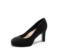 DREAM PAIRS Damen Pumps Anzugschuhe Klassische High Heels für Damen mit Plateau für Business und Arbeit,Size 36.5,Schwarz-Nubuck,SDPU2365W