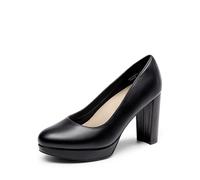 DREAM PAIRS Damen Pumps Anzugschuhe Klassische High Heels für Damen mit Plateau für Business und Arbeit,Size 38,Schwarz-Pu,DWUMPU2505