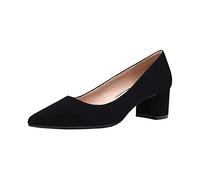 DREAM PAIRS Damen Pumps mit klobigem spitzer Blockabsatz und niedrigem Absatz,Size 38.5,Schwarz/Nubuck/Pu,DPU212