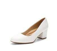 DREAM PAIRS Damen Pumps Niedriger Blockabsatz Abendschuhe Bequeme High Heels,Size 37,Weiss-Pu,SDPU2462W