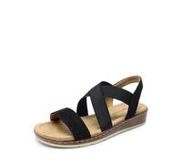 DREAM PAIRS Damen-Sandalen mit niedrigem Keilabsatz, elegant, für den Sommer, Bequeme, lässige Slipper, Flache Sandalen für Spaziergänge im Urlaub,Size 40,Schwarz-Wildleder,DWUMFS2505