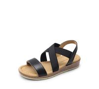 DREAM PAIRS Damen-Sandalen mit niedrigem Keilabsatz, elegant, für den Sommer, Bequeme, lässige Slipper, Flache Sandalen für Spaziergänge im Urlaub,Size 36.5,Schwarz-Pu,DWUMFS2505