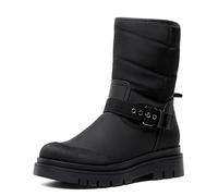 DREAM PAIRS Damen Schneestiefel Glattes PU Dicke Sohle mit Riemchenbesatz am RistOlivgrün,Size 41,Schwarz,SDSB2202W-E
