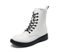 DREAM PAIRS Damen Schnürstiefeletten Combat Boots Herbststiefel Winterstiefel,Size 40,Weiss,DWUMAB2539