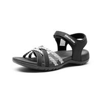 DREAM PAIRS Damen Sportsandalen mit gepolstertem Eva-Fußbett & Rutschfester Gummisohle, Atmungsaktive Outdoor-Sandalen für Strand, Wandern & Alltag,Size 38,Schwarz/Hellgrau,DWUMST2504