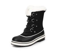 DREAM PAIRS Damen Winterstiefel Schneestiefel Wadenlang Wasserdicht Warm Gefüttert Mit Kunstfell Gefüttert Schnürstiefel rutschfest Outdoor,Size 41.5,Schwarz,SDSB2412W