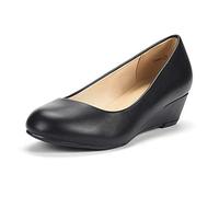 DREAM PAIRS Debbie Pumps für Damen mit mittelhohem Keilabsatz,Size 43,Schwarz/Pu,Debbie