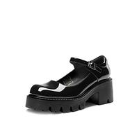 DREAM PAIRS Frauen Chunky Plattform Mary Janes Schuhe Schnalle Riemen Runde Zehe Wohnungen Seicht Mund Japanisch Süß Lolita Prinzessin Schuhe,Size 38,Schwarz-Pat,SDPU2346W-NEW-E