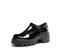 DREAM PAIRS Frauen Chunky Plattform Mary Janes Schuhe Süß Lolita Prinzessin Schuhe mit T-Riemen,Size 41.5,Schwarz-Pat,DWUMPU2571