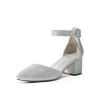 DREAM PAIRS Hochzeitsschuhe Damen Spangenpumps Tanzschuhe Sandaletten mit Blockabsatz Slingback Pumps,Size 37,Silber/Glitzer,ANNEE