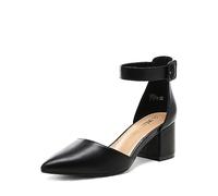 DREAM PAIRS Hochzeitsschuhe Damen Spangenpumps Tanzschuhe Sandaletten mit Blockabsatz Slingback Pumps,Size 39,Schwarz/Pu,ANNEE
