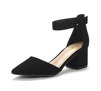 DREAM PAIRS Hochzeitsschuhe Damen Spangenpumps Tanzschuhe Sandaletten mit Blockabsatz Slingback Pumps,Size 39,Schwarz/Nubuck,ANNEE