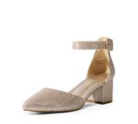 DREAM PAIRS Hochzeitsschuhe Damen Spangenpumps Tanzschuhe Sandaletten mit Blockabsatz Slingback Pumps,Size 38,Gold Glitzer,ANNEE