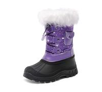DREAM PAIRS Jungen Mädchen Schneestiefel Fashion Schnürstiefel Winterstiefel mittelere Stiefel mit warmem und bequemem Kunstfellfutter,Size 31,Lila,KSNOW