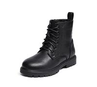 DREAM PAIRS Jungen Mädchen Stiefel Klassische Stiefel für Kinder Herbst fashion Schnürstiefel Winterstiefel mittelere Stiefel Schwarz PU 33.5 KBO211