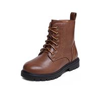 DREAM PAIRS Jungen Mädchen Stiefel Klassische Stiefel für Kinder Herbst Fashion Schnürstiefel Winterstiefel mittelere Stiefel,Size 36,Braun/Pu,KBO211