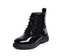 DREAM PAIRS Jungen Mädchen Stiefel Klassische Stiefel für Kinder Herbst Fashion Schnürstiefel Winterstiefel mittelere Stiefel,Size 33.5,Schwarz,KBO211