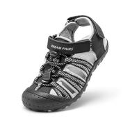 DREAM PAIRS Kinder Jungen und Mädchen Sandalen Outdoor Sportsandalen Strandsandalen Schwarz Klassische Sandalen Klettverschluss Atmungsaktiv Verschleißfest,Size 32,Schwarz/Grau,171111-K