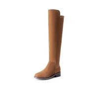 DREAM PAIRS Klassische Damen Overknee Stiefel mit spitzer Zehenpartie und niedrigem Blockabsatz